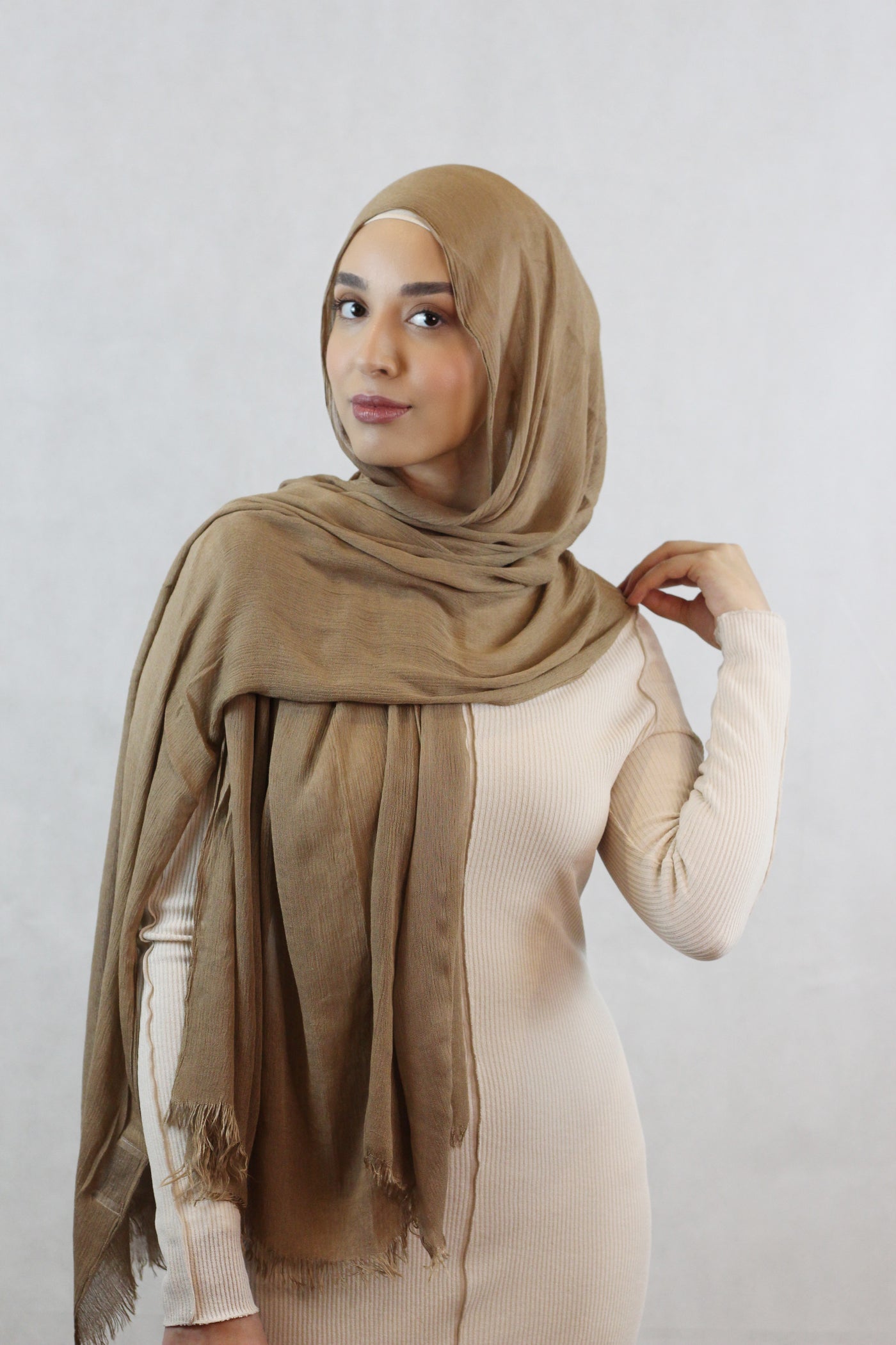 WARM TAN WRINKLE RAYON HIJAB