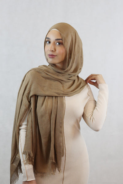 WARM TAN WRINKLE RAYON HIJAB
