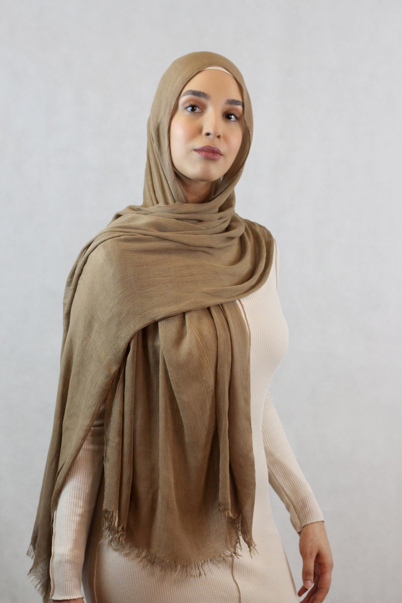 WARM TAN WRINKLE RAYON HIJAB