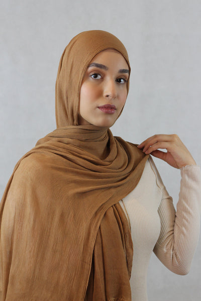 Brown WRINKLE RAYON HIJAB