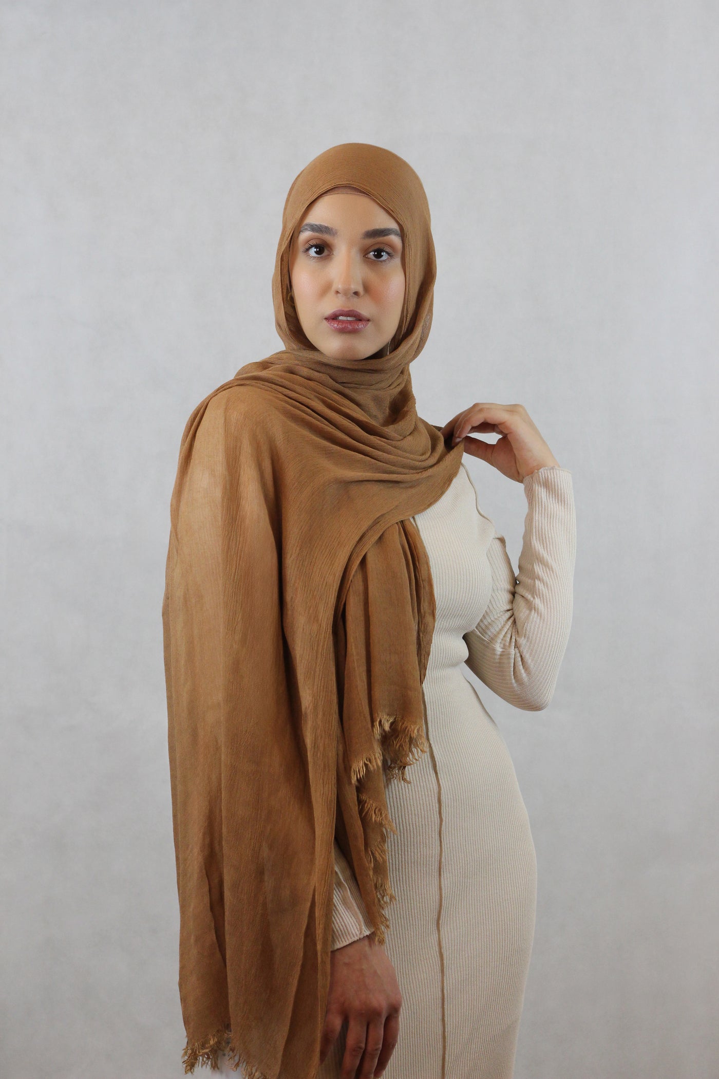 Brown WRINKLE RAYON HIJAB