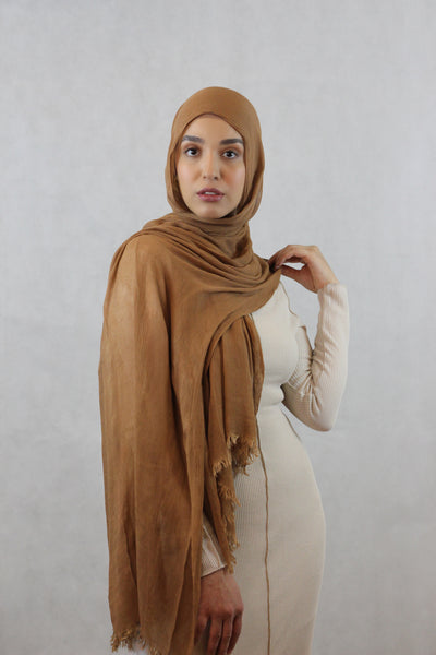 Brown WRINKLE RAYON HIJAB