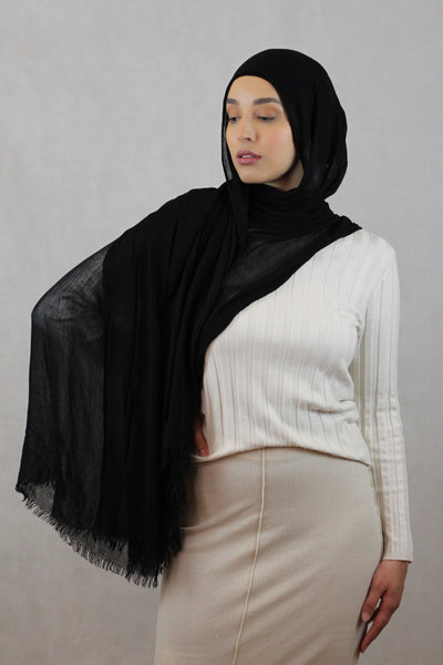 BLACK WRINKLE RAYON HIJAB